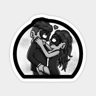 Mysterious Romance Man And Woman Black And White Edition Magnet