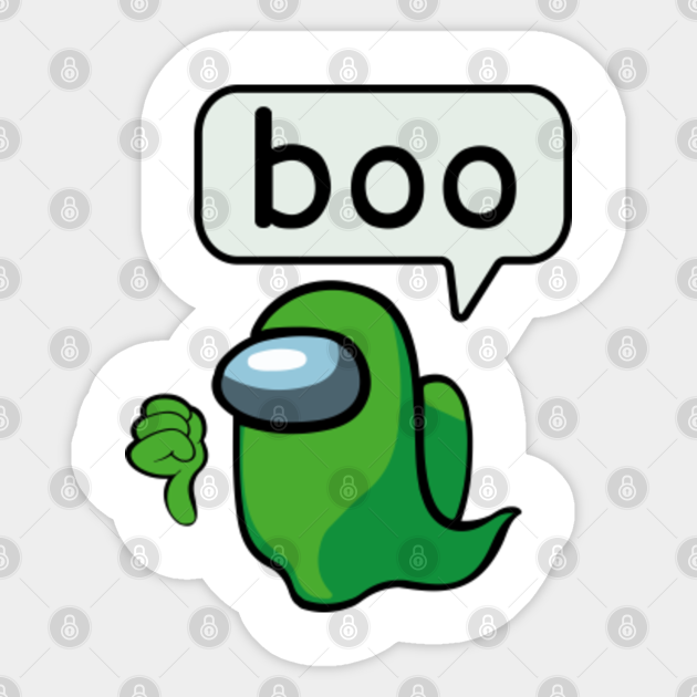 Among Us Ghost Of Disapproval Crewmate Light Green Halloween Among Us Game Sticker Teepublic