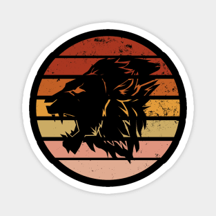 Retro Sunset Lion Head Magnet