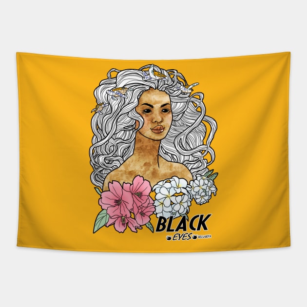 Black Eyes Yellow Tapestry by VegaNya