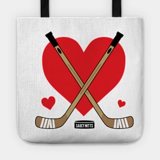 Love Heart Hockey Sticks Tote