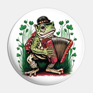 Irish Cottagecore Frog Playing Accordion Pin