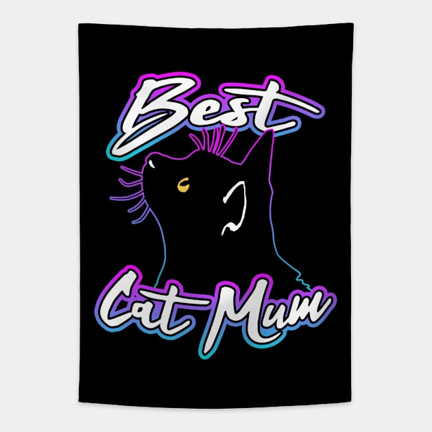 Best Cat Mum Cute Cat Tapestry by Shawnsonart