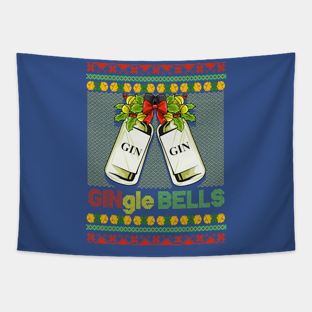 Gin-gle Bells Ugly Christmas Sweater Tapestry by creative