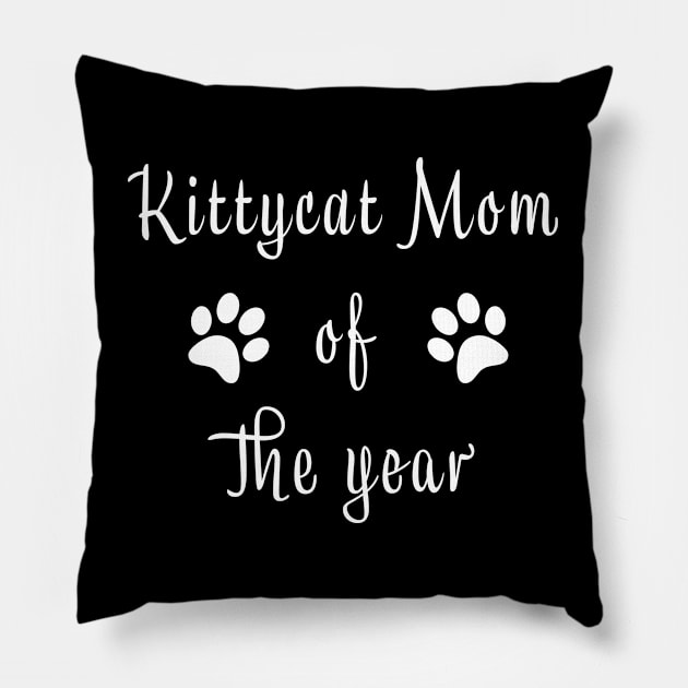 Kittycat Mom of the Year Paw Prints Pillow by Ray Wellman Art