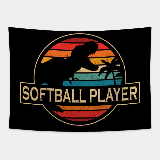 Softball Player Dinosaur Tapestry by SusanFields