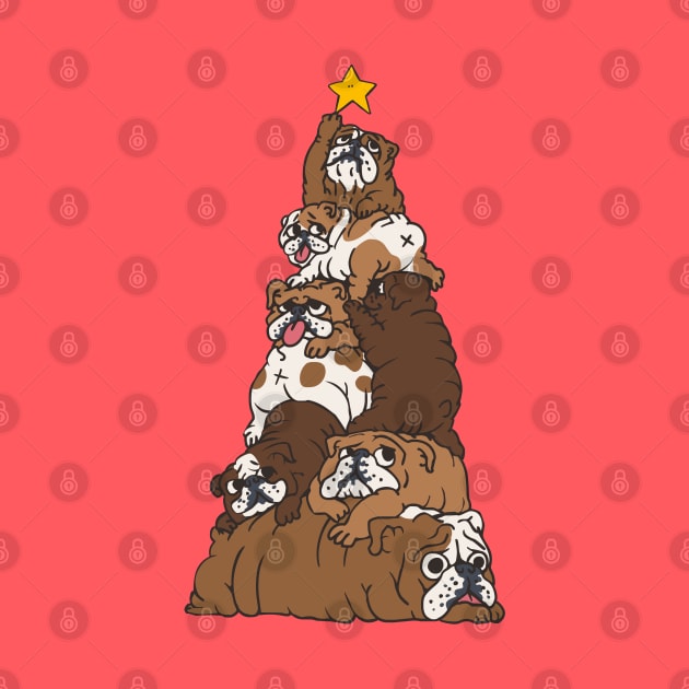 Christmas Tree English Bulldog by huebucket