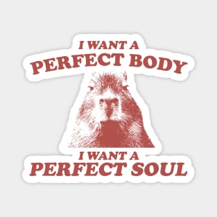 Capybara i want a perfect body Shirt, Funny Capybara Meme T Shirt, Retro Cartoon T Shirt, Weird T Shirt, Meme T Shirt, Trash Panda T Shirt, Unisex Magnet