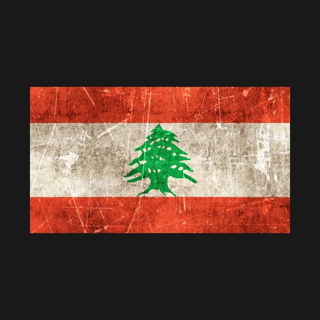 Vintage Aged and Scratched Lebanese Flag by jeffbartels