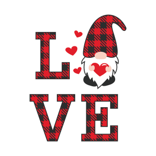 Love valentine, Valentine's Day ,Gnomes , Valentine, Valentine Gnomes,Valentine Shirt Design, Plaid heart,Plaid Gmome T-Shirt