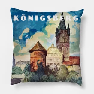 Konigsberg, Prussia, Germany.Retro travel poster Pillow