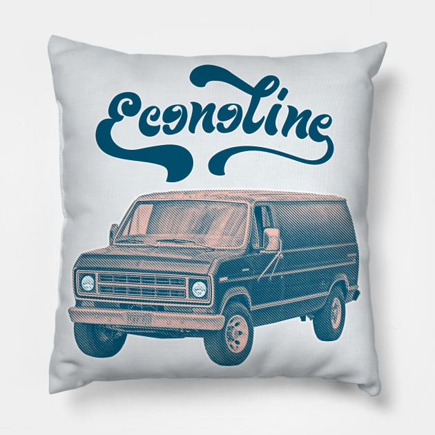 Vintage Custom Econoline Van / Faded Thrift Style Retro Design Pillow by DankFutura