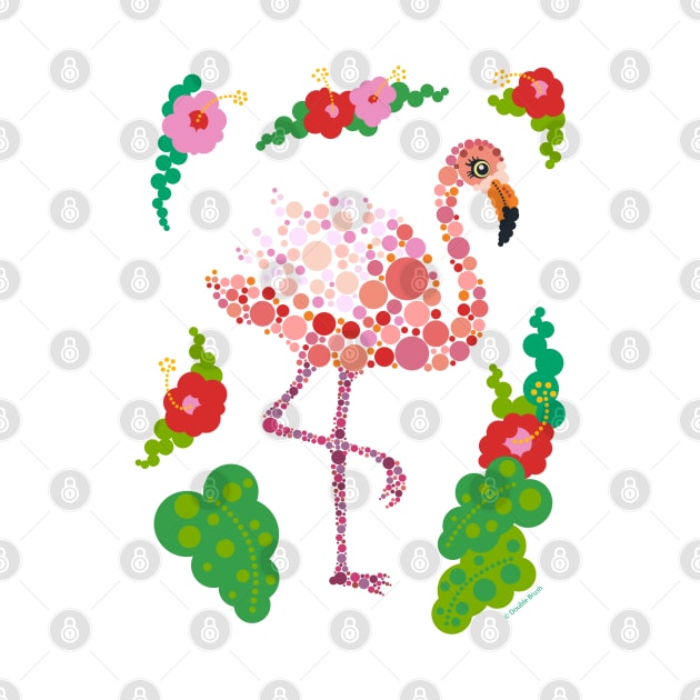 Pink Flamingo Graphic Design Circle Dots Bubbles by DoubleBrush