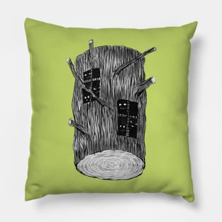 Tree Log With Mysterious Creatures Pillow