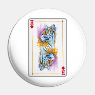 Tiger Head King of Diamonds Playing Card Pin