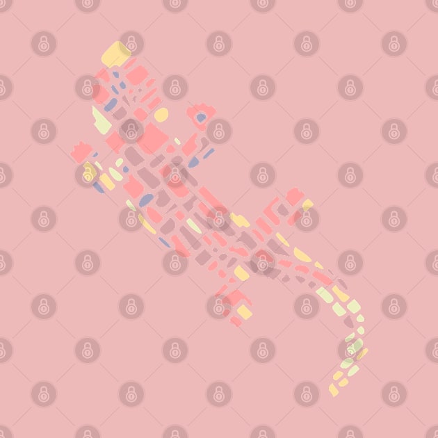 Cute mosaic pink lizard by IrinaIkar