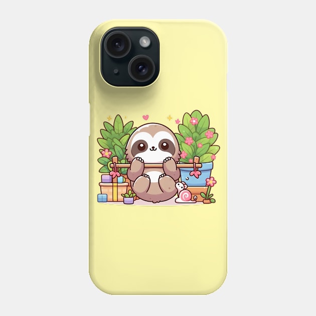 Playful Kawaii Sloth Phone Case by PhotoSphere