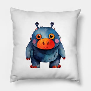 Adorable Colorful Watercolor Cute Fantasy Monster Pillow