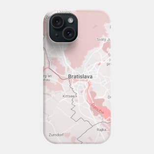 Bratislava pink & white map Phone Case