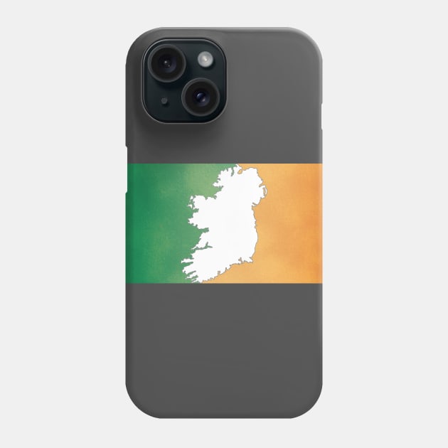 Ireland map in Irish flag colors distressed style Phone Case by Finji