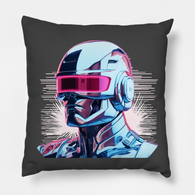 Vaporwave RoboCop Pillow by VCRMOS