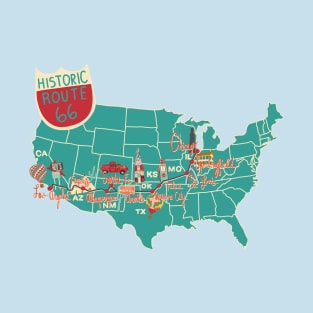 Route 66 map T-Shirt