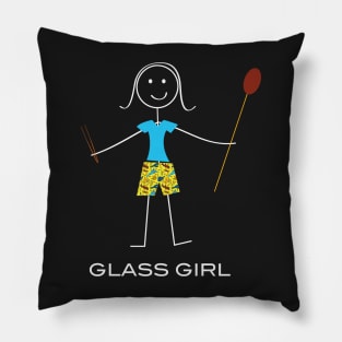 Funny Women Glassblowing Illustrated Glass Girl Stick Figure Pillow