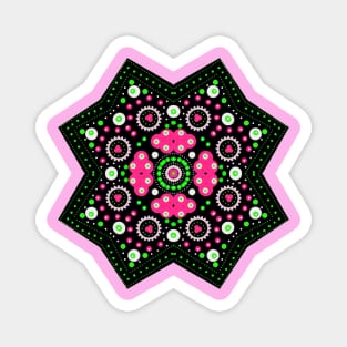 Green & Pink 16 Sided Mandala Magnet