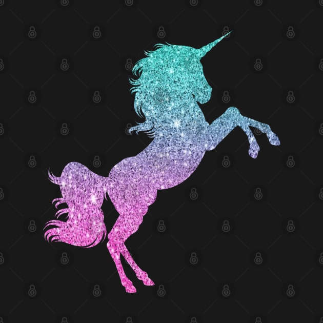 Bright Teal and Pink Ombre Faux Glitter Unicorn by Felicity-K