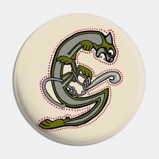 Celtic Cat Letter G Pin