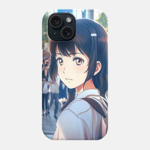 Cute Anime Girl at Night in Tokyo - Anime Wallpaper Phone Case by KAIGAME Art