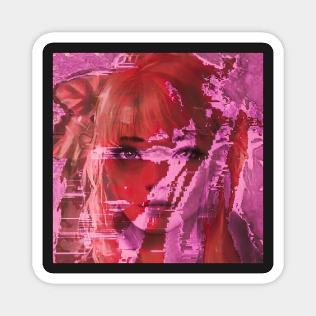 Penthouse Haunting - Glitch Art Portrait Magnet by raspberry-tea