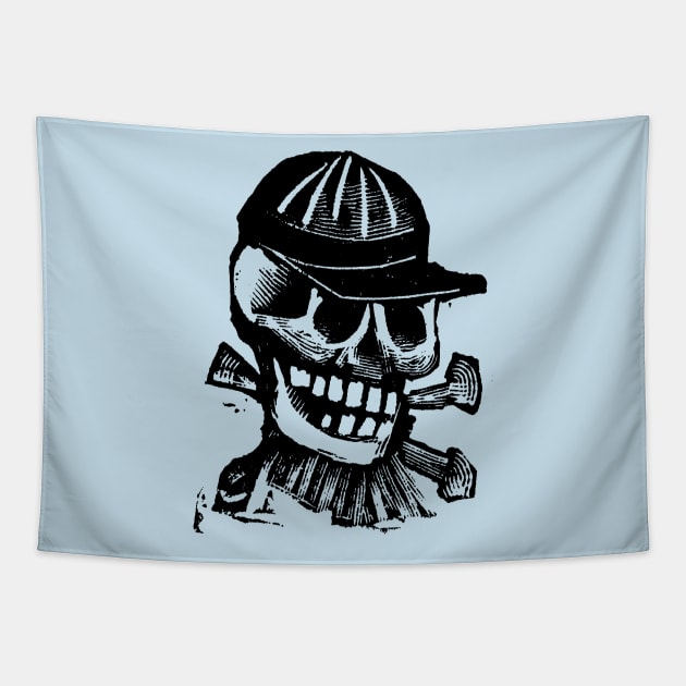 Calaveras with baseball cap. Tapestry by vokoban