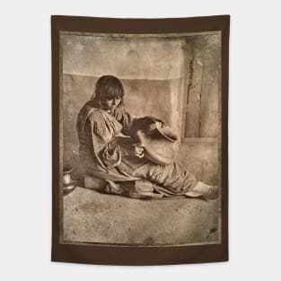 Native Potter Woman, Santa Clara, New Mexico 1905 Edward S Curtis Tapestry