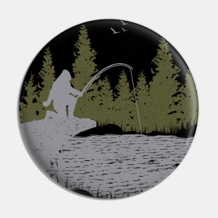 Bigfoot Fishing Gifts Pin