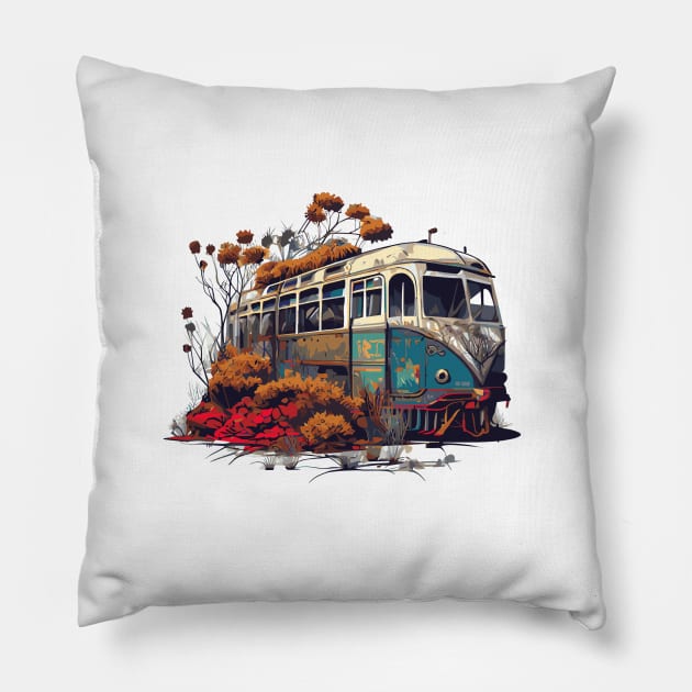 Retro Bus Pillow by AriadnaDeRaadt