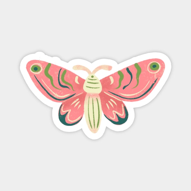 Cute Pink Moth Magnet by Alexandra Franzese