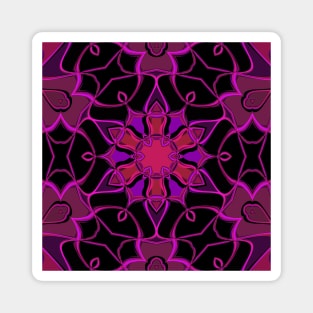 Cartoon Mandala Flower Pink and Black Magnet