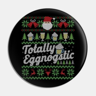 Ugly Christmas Sweater Totally Eggnostic Eggnog Pin