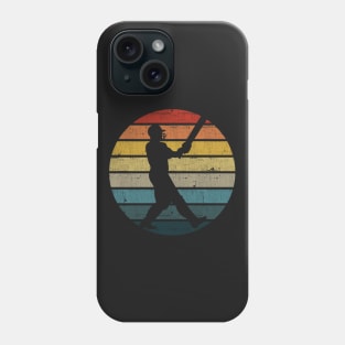 Cricket Player Silhouette On A Distressed Retro Sunset product Phone Case