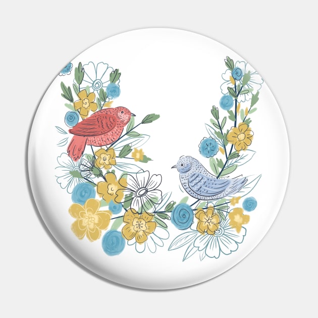 Birds on Floral Branches Pin by SWON Design