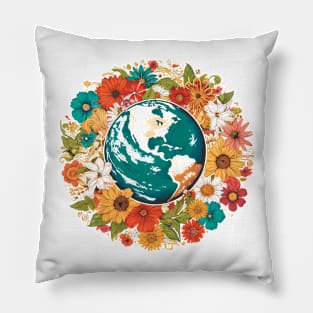 Floral Earth Love Tee – Eco-Friendly Earth Day T-Shirt Pillow