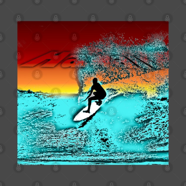 Hawaii Surfer Sunset Wave Drop by KZK101