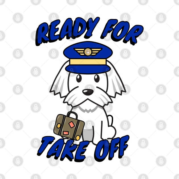 Cute White dog is a pilot by Pet Station