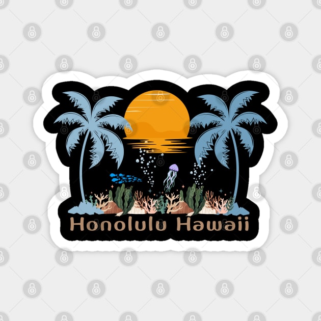 Hawaii Honolulu Paradise Island Sunset Magnet by yayashop