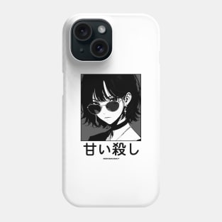 Stylish Japanese Girl Anime Black and White Manga Aesthetic Streetwear Phone Case