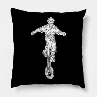 Funny Freaky Giraffe Unicyclist Artist Pillow