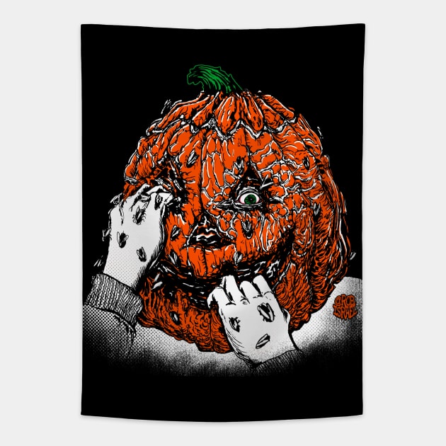 Pumpkin Face Tapestry by Robisrael