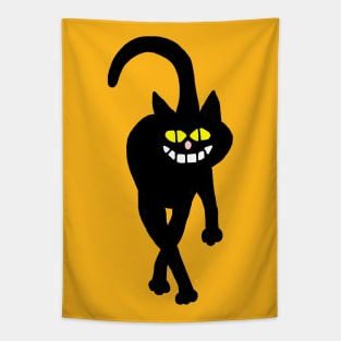 Smiling Black Cat Tapestry