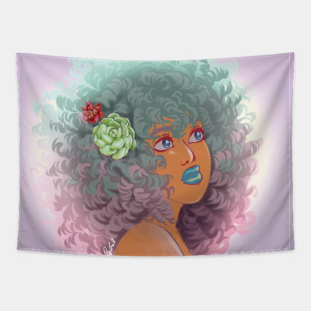 Succulent Afro Tapestry by cynthtnyc